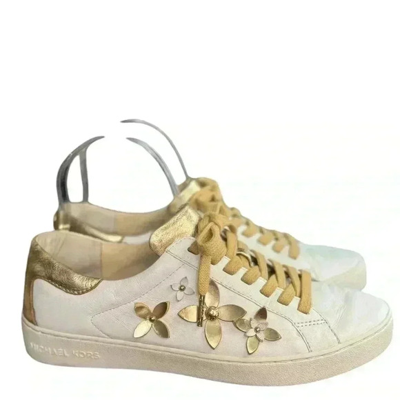Michael Kors Lola White/Hold leather sneakers size 8.5. - Picture 6 of 11
